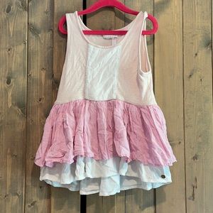 Matilda Jane pink and white ruffle Tank top
